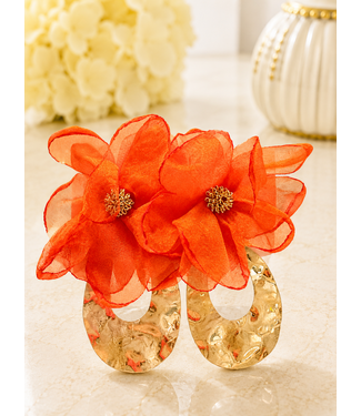 Floral Fantasy Earrings - Orange