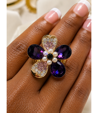 Rosalie Rhinestone Ring - Purple