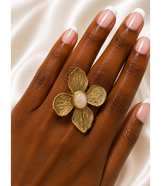 Golden Flower Ring - Pink