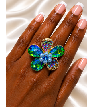 Rosalie Rhinestone Ring - Blue Iridescent