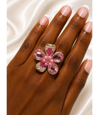 Rosalie Rhinestone Ring - Pink