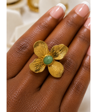 Golden Flower Ring - Green