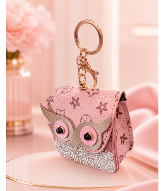 Midnight Owl Bag Charm - Pink