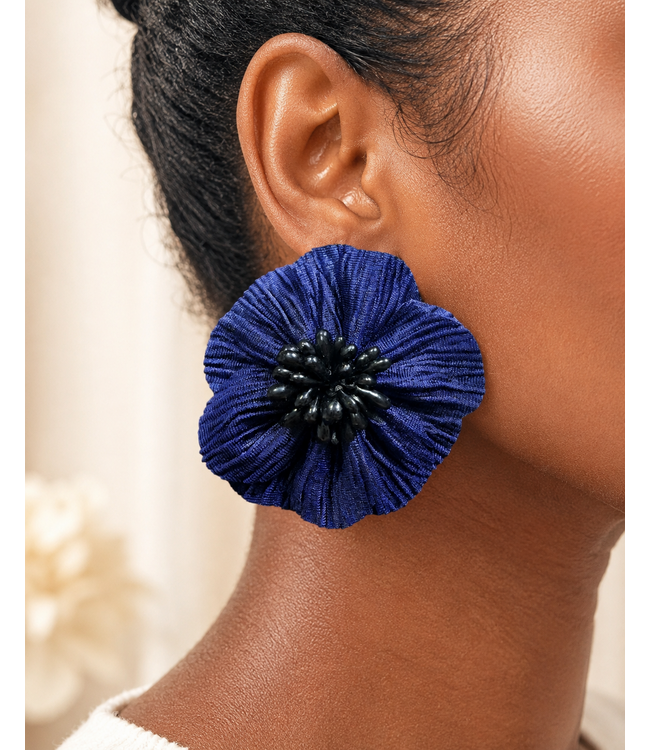 Bloom Babe Earrings - Navy