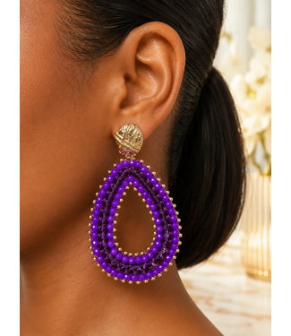 Color Crush Beaded Earrings - Purple