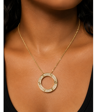 Love Upscale Encrusted Necklace - Gold
