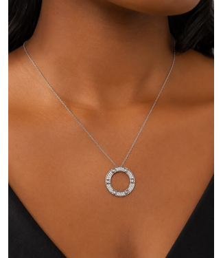 Love Pendant Encrusted Necklace - Silver