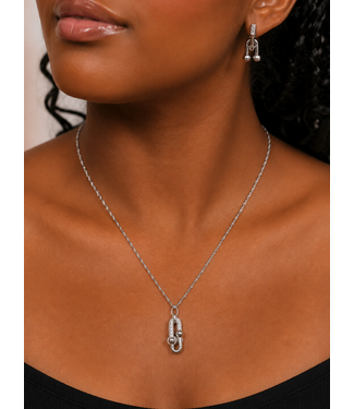 Locked In Stainless Steel Necklace Set - Silver