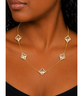 Lucky Clover 8 Motif Necklace - Gold