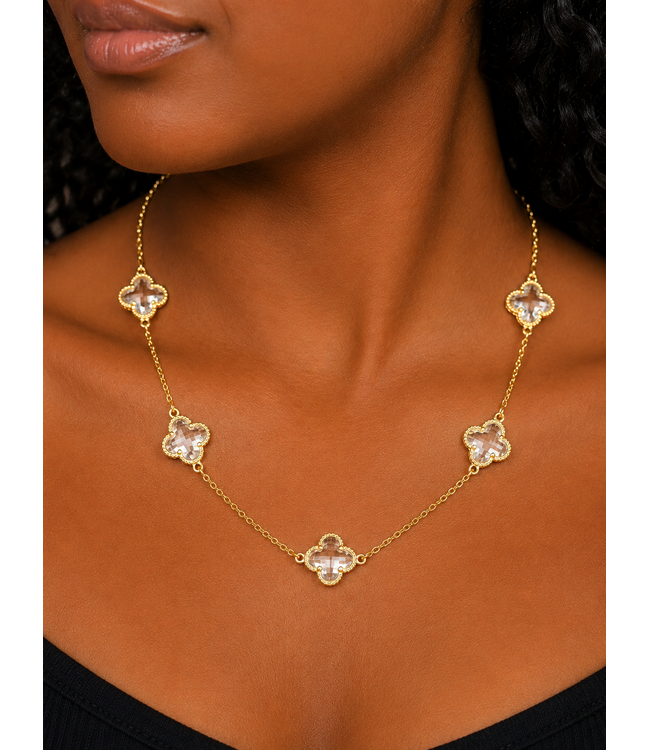 Lucky Clover 8 Motif Necklace - Gold