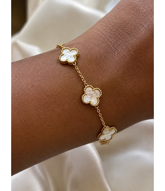 Casting Clover Bracelet - Gold/Mother Of Pearl