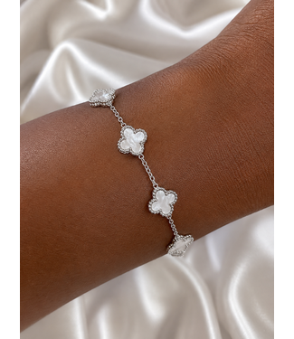 Casting Clover Bracelet - Silver/Mother Of Pearl