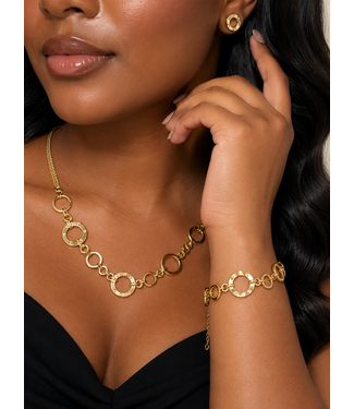 Love Lockdown Stainless Steel Necklace and Bracelet Set - Gold