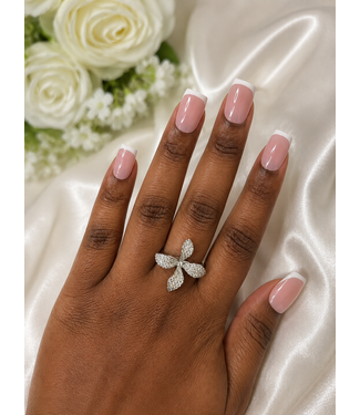 Floral Romance Ring - Silver (14KT White Gold Dipped)
