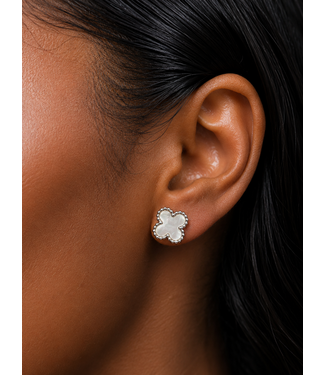 Casting Clover Earrings - Silver/Mother Of Pearl