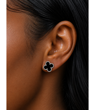 My Clover Earrings - Silver/Black