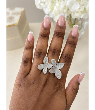 Double The Floral Romance Ring - Silver (Gold Dipped)