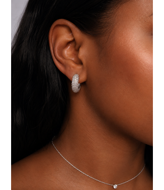 Statement Society Rhinestone Hoops - Silver (Gold Dipped)