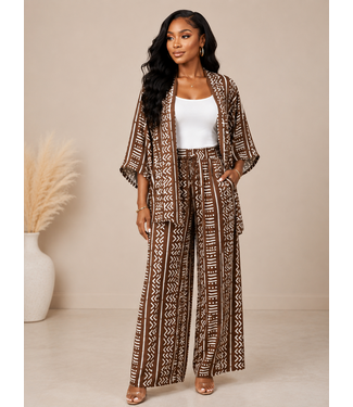 Mayan Temple 3pc Pants Set - Brown