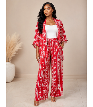 Mayan Temple 3pc Pants Set - Red