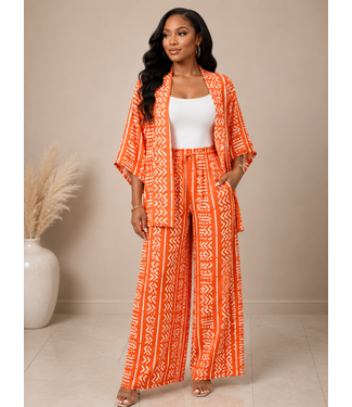 Mayan Temple 3pc Pants Set - Orange