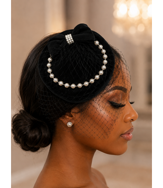 Graced In Pearls Fascinator - Black