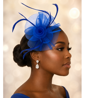 Hello Rose Fascinator - Royal Blue