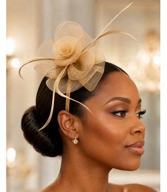 Hello Rose Fascinator - Tan