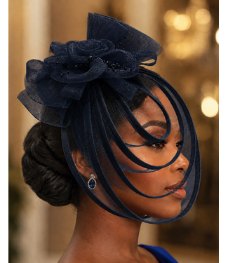 Love In Bloom Fascinator - Navy