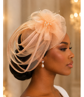 Love In Bloom Fascinator - Peach