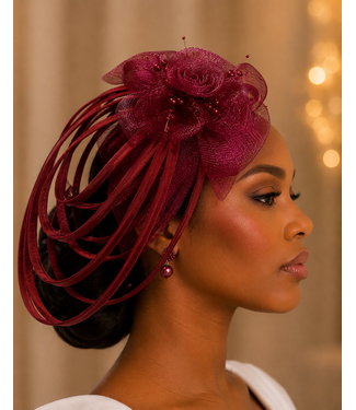 Love In Bloom Fascinator - Burgundy