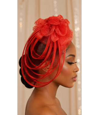 Love In Bloom Fascinator - Red