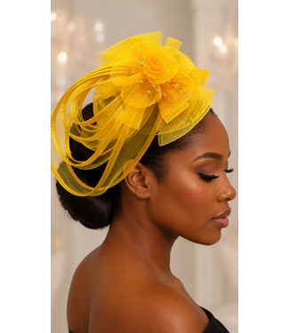 Love In Bloom Fascinator - Yellow