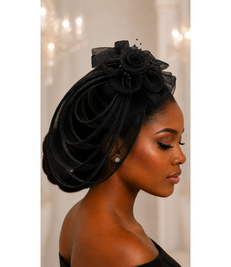 Love In Bloom Fascinator - Black