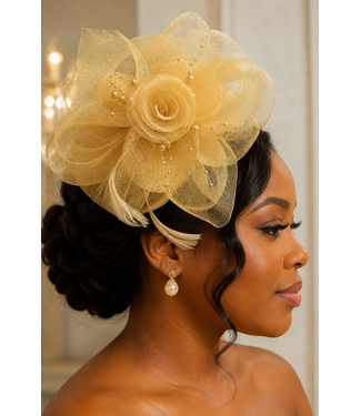 Royal Rosette Fascinator - Tan