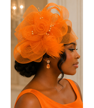 Royal Rosette Fascinator - Orange