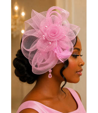 Royal Rosette Fascinator - Pink