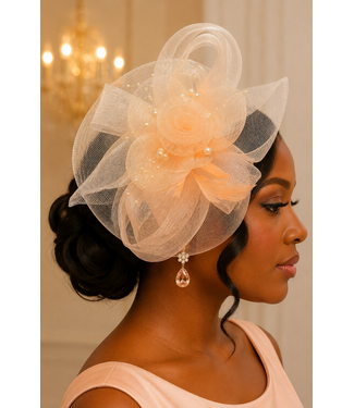 Royal Rosette Fascinator - Peach