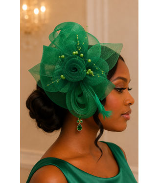 Royal Rosette Fascinator - Green