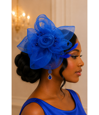 Royal Rosette Fascinator - Royal Blue