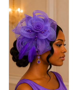 Royal Rosette Fascinator - Purple