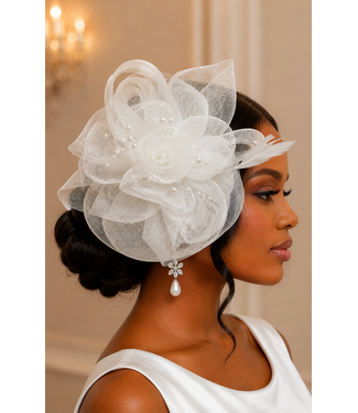 Royal Rosette Fascinator - White