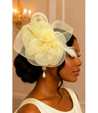 Royal Rosette Fascinator - Ivory