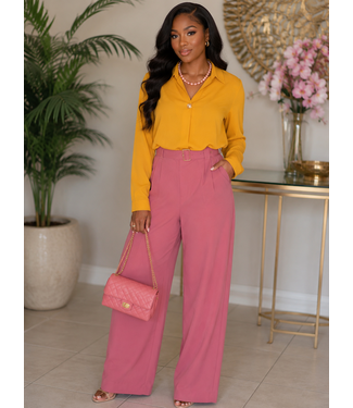 The Modern V Neck Top - Mustard