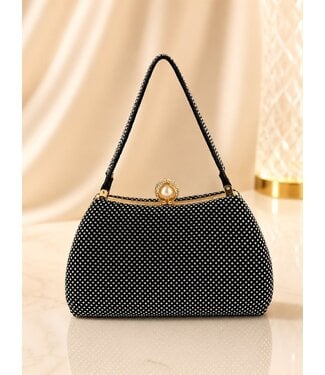 Singing Praises Rhinestone Clutch - Black