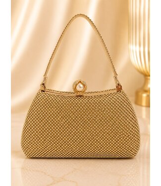 Singing Praises Rhinestone Clutch - Gold
