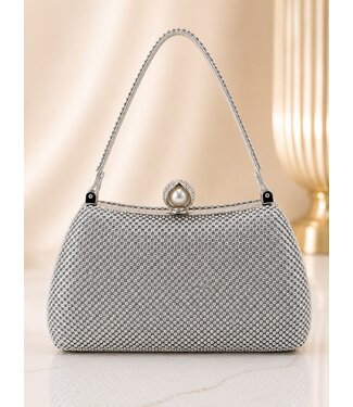 Singing Praises Rhinestone Clutch - Silver