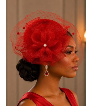 Rose Romance Fascinator - Red