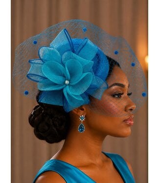 Rose Romance Fascinator - Aqua