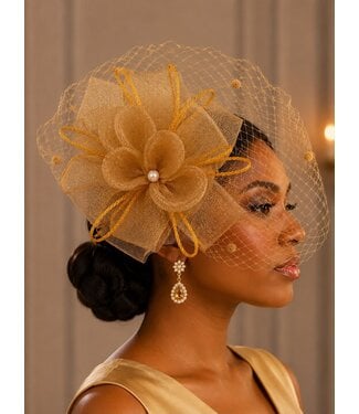 Rose Romance Fascinator - Tan